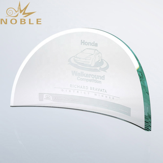 Noble Custom Jade Glass Beveled Bent Plaque Trophy