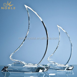 Nautical Theme Custom Crystal Sailing Boat Trophy