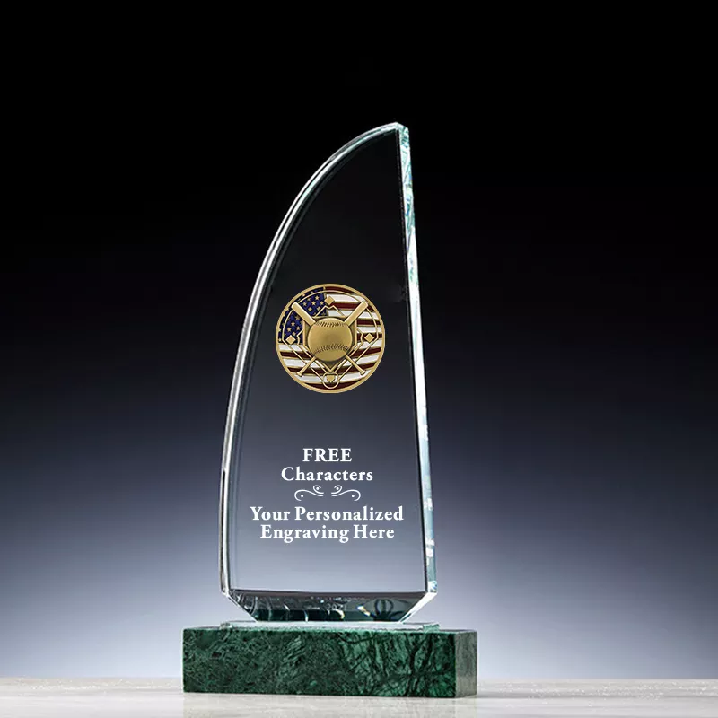  Sports Marble Award Custom Crystal Baseball Trophy with Free Engraving
