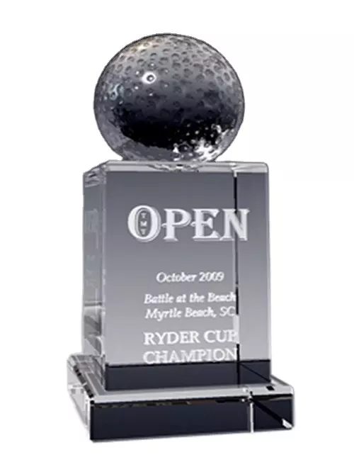 Noble Custom Sports Golf Crystal Champion Trophy