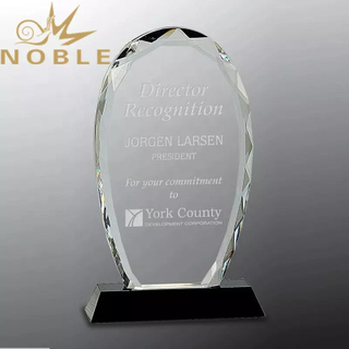 Noble Faceted Prestige Crystal Plaque Trophy 