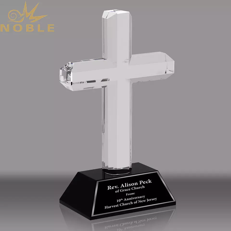  Custom Crystal Cross Award with Black Crystal Base