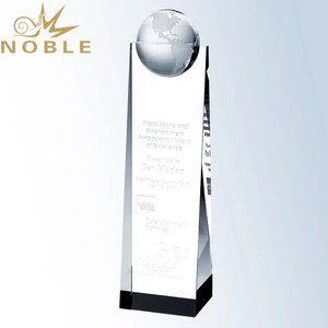High Quality Free Engraving Custom Crystal Wedge Globe Tower Award
