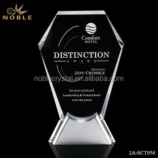 High Quality New Design Shield Award Crystal Plaque with Metal Base