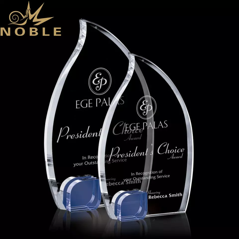  Optical Custom Crystal Flame Award Trophy with A Blue Accent
