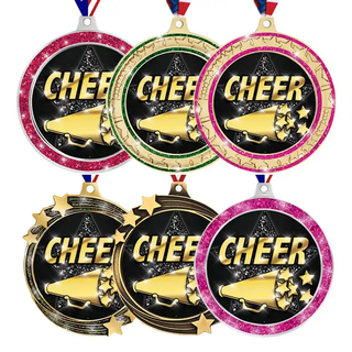 High Quality Metal Sports Medal Custom Insert Cheerleading Glitter Medals