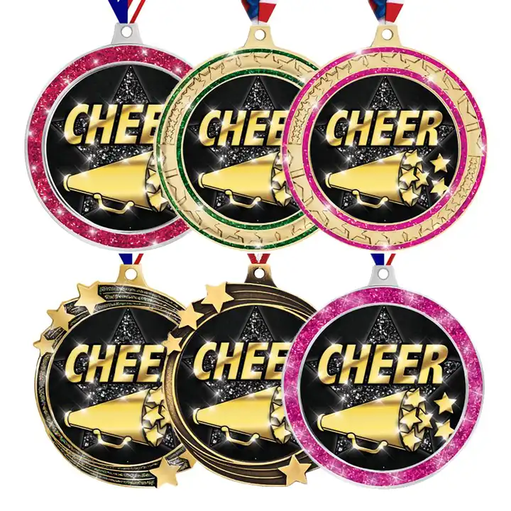 High Quality Metal Sports Medal Custom Insert Cheerleading Glitter Medals