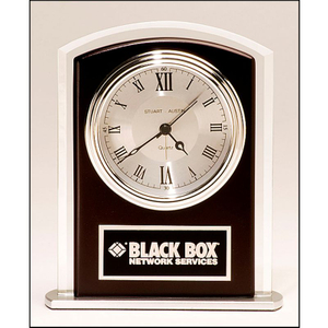 Noble Crystal Glass Clock Business Gift Customized Bespoke Logo Office Decoration Trophy Award Tabletop clock