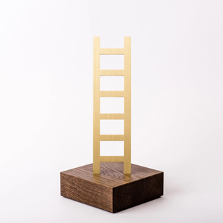 High Quality Customized Shape Gold Silver Bronze Metal Ladder With Wood Base Business Gift Custom Logo Trophy Awards