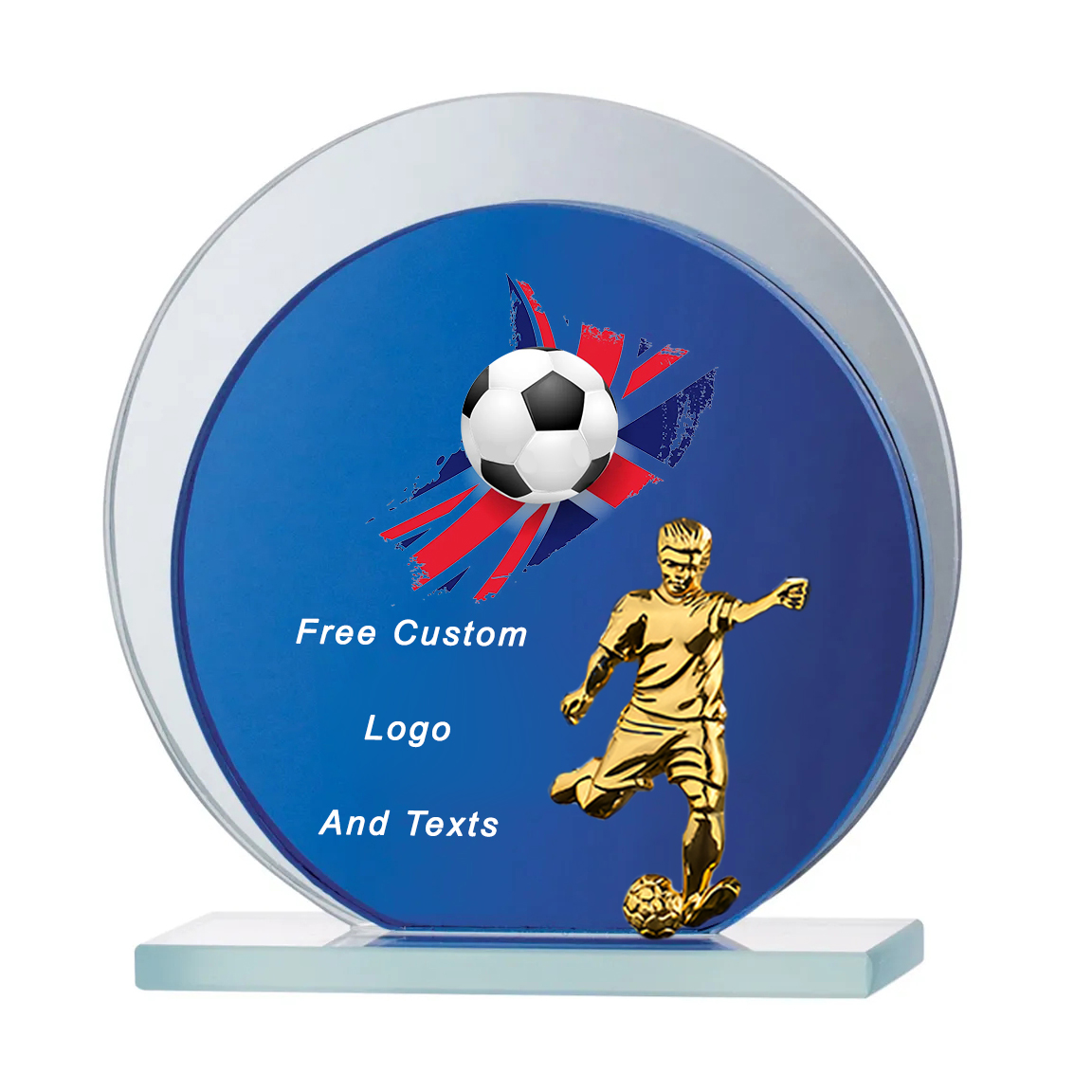 Noble Manufacturer Wholesale Cheap Glass Plaque With Custom Printing Logo UK Gift Personalized Hand Crafts Soccer Trophy Award
