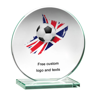 Noble Manufacturer Wholesale Cheap Glass Plaque With Custom Printing Logo UK Gift Personalized Hand Crafts Soccer Trophy Award