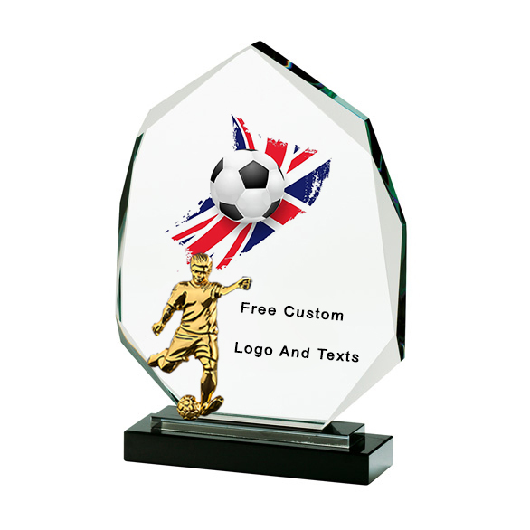 Noble Manufacturer Wholesale Glass Plaque With Custom Printing Logo UK Gift Personalized Sports Soccer Trophy Award Hand Crafts