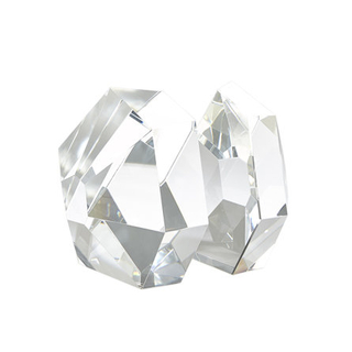 Noble Manufacturer Transparent Crystal Achievement Custom Bespoke Logo Business School Office Desk Gift Hand Craft Bookend