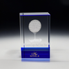 Noble High Quality 3D Laser Crystal Cube Golf Ball Golfer Sports Awards Custom Bespoke Logo Golf A Hole in One Trophy 