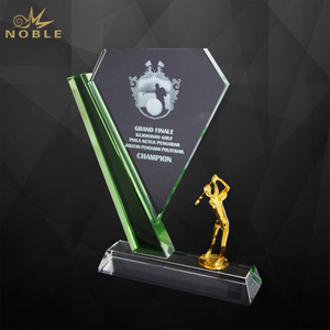 Noble High Quality Gold Silver Bronze Metal Figure With Crystal Business Gift Sports Awards Custom Bespoke Logo Golf A Hole in One Trophy Hand Craft