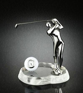 Noble High Quality Gold Metal Golf Figure With Crystal Base Business Gift Sports Awards Custom Bespoke Logo Golf A Hole in One Trophy