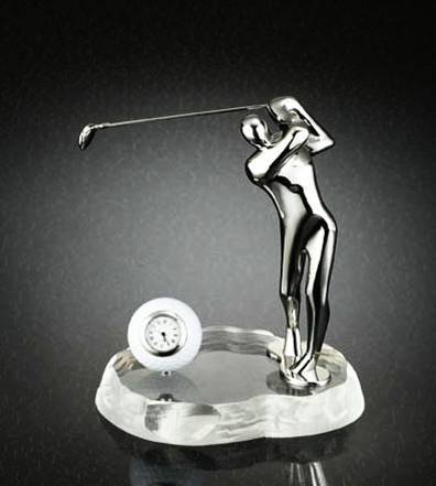 Noble High Quality Gold Metal Golf Figure With Crystal Base Business Gift Sports Awards Custom Bespoke Logo Golf A Hole in One Trophy