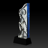 Noble High Quality Crystal Business Gift Sports Awards Custom Bespoke Logo Golf A Hole in One Metal Figure Trophy Hand Craft