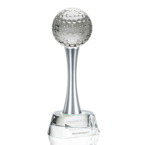 Noble High Quality Crystal Gold Ball Business Gift Sports Awards Custom Bespoke Logo Golf A Hole in One Trophy Hand Craft
