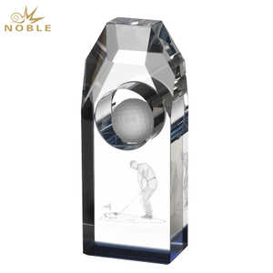 Noble Manufacturer Golf Ball Crystal Glass Sports Gift Customized Personalized Bespoke Logo Golf Trophy Award Hand Craft