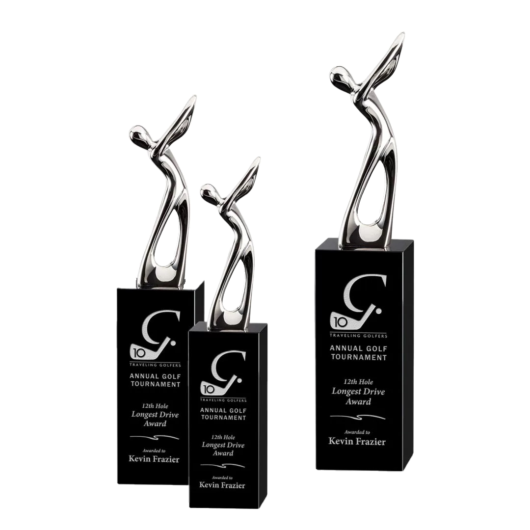 Noble High Quality Crystal Glass Business Gift Sports Awards Custom Bespoke Logo Golf A Hole in One Trophy Hand Craft
