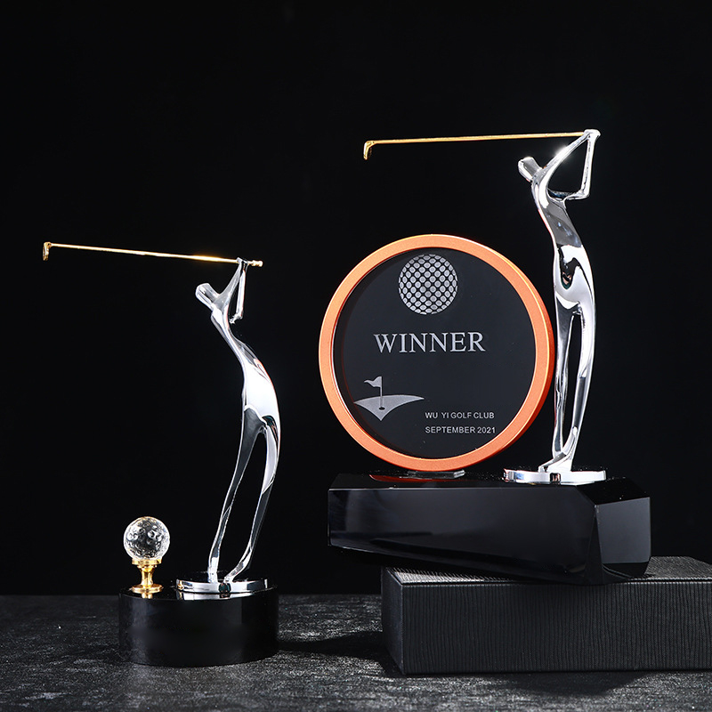 Noble High Quality K9 Crystal With 3D Laser Business Gift Sports Awards Custom Bespoke Logo Golf A Hole in One Trophy Hand Craft