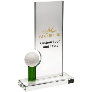 Noble Manufacturer Golf Flag Crystal Glass Outdoor Sports Gift Customized Personalized Bespoke Logo Golf Trophy Award Hand Craft