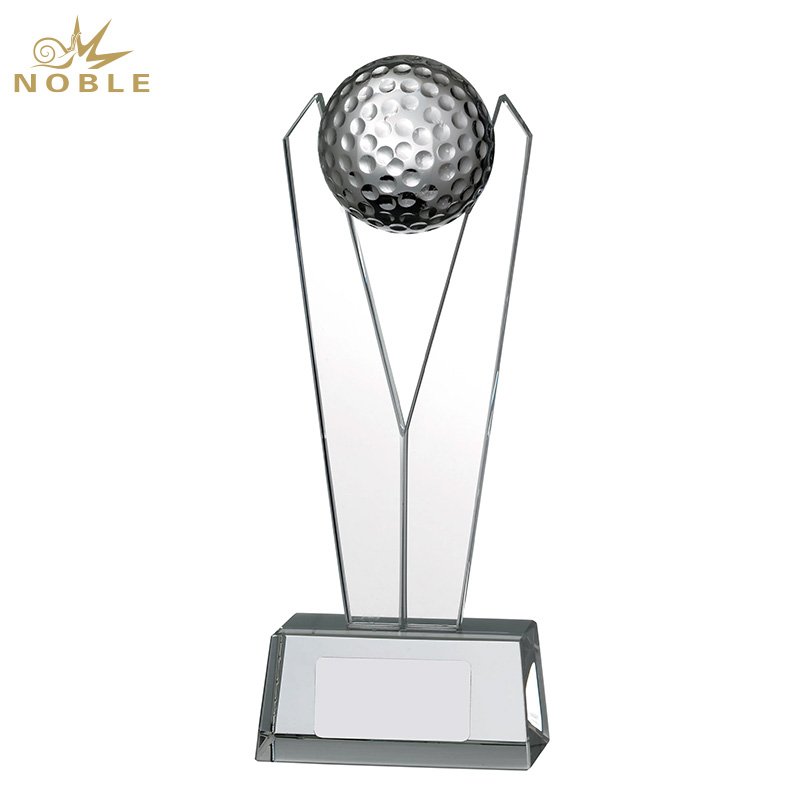 Noble Manufacturer Golf Ball Crystal Glass Outdoor Sports Gift Customized Personalized Bespoke Logo Golf Trophy Award