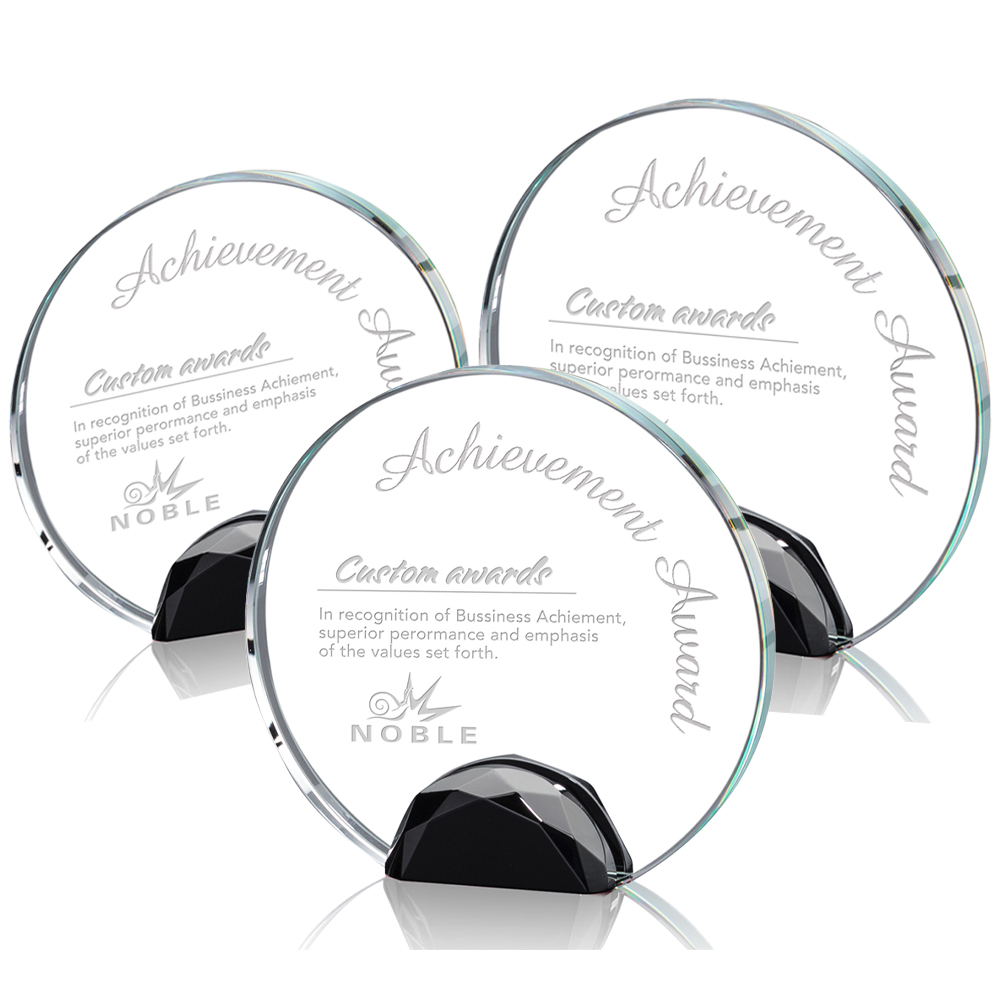 Noble Free Engraving Custom Round Glass Plaque Awards