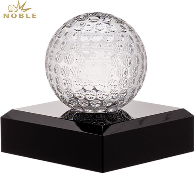 Noble Crystal Glass Ball Custom Logo Golf Trophy Award