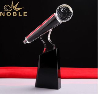 Custom Engraving Crystal Microphone Trophy 