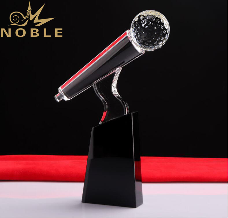 Custom Engraving Crystal Microphone Trophy 