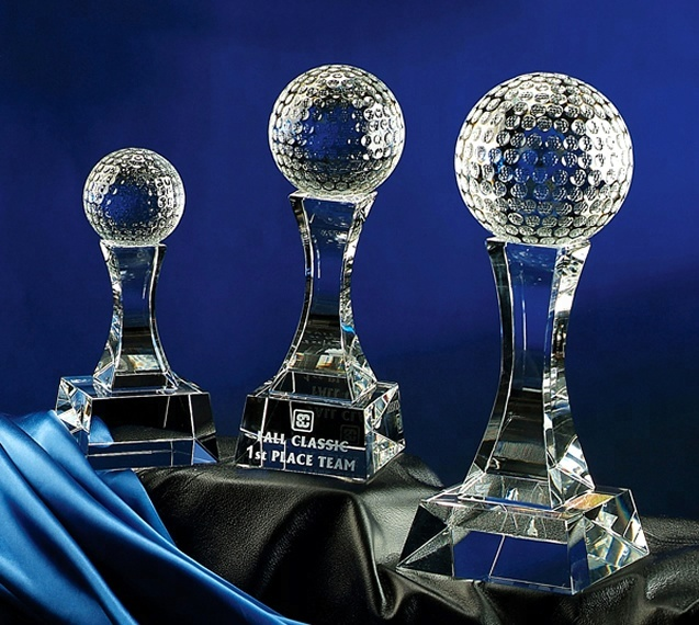 Noble High Quality New Design Hot Selling Glass Sports Award Crystal Golf Trophy