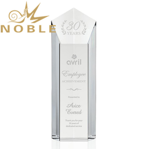Noble Optical Crystal Pentagon Pillar Block Award Trophy