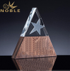 Popular New Design Custom Crystal Pyramid Award with Wooden Base
