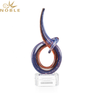 Noble Custom New Design Hand Blown Art Glass Award with Free Engraving