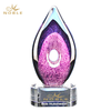 Custom Engraved Logo Hand Blown Art Glass Trophy