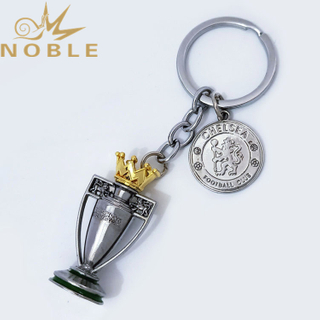 Football Fans Support Gifts Premier League Champion Trophy Metal Keychain with Chelsea Football Club Badge 