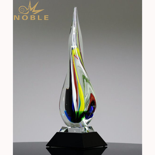 Hot Sale Teardrop Colorful Hand Blown Art Glass Trophy
