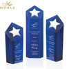  New Design Custom Blue Crystal Cube Star Award with Metal Star