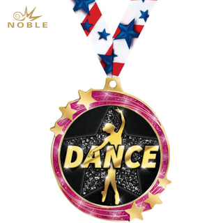 New Design Custom 3D Metal Pink Glitter Shooting Star Dance Medal