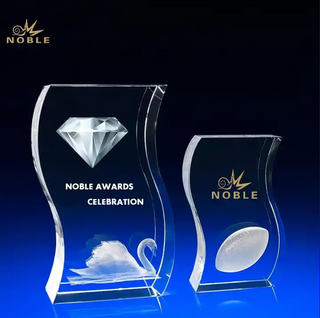  Design Wave Shape Crystal Corporate Engraved Trophy Awards