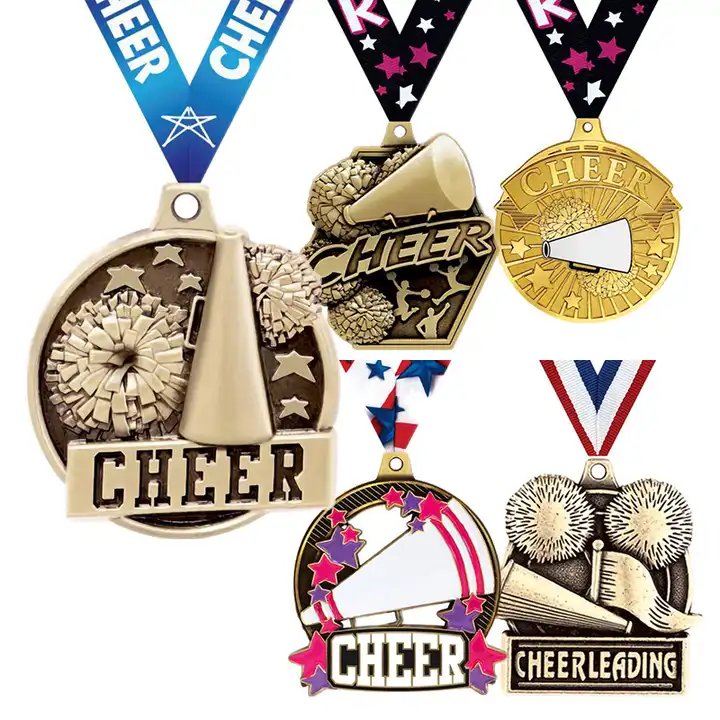 Hot Selling Metal Sports Medal Custom Die Cast Cheerleading Medals with Ribbon