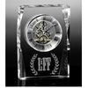 Noble Crystal Glass Clock Business Gift Customized Bespoke Logo Office Decoration Trophy Award Tabletop clock