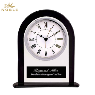 Noble Crystal Glass Clock Business Gift Customized Bespoke Logo Office Decoration Trophy Award Tabletop clock