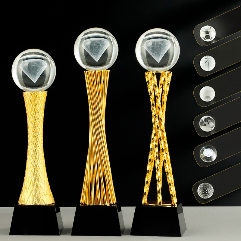 High Quality Customized Soccer Basket Golf Globe Ball With Metal Tower Business Gift Custom Logo Achievement Trophy Awards