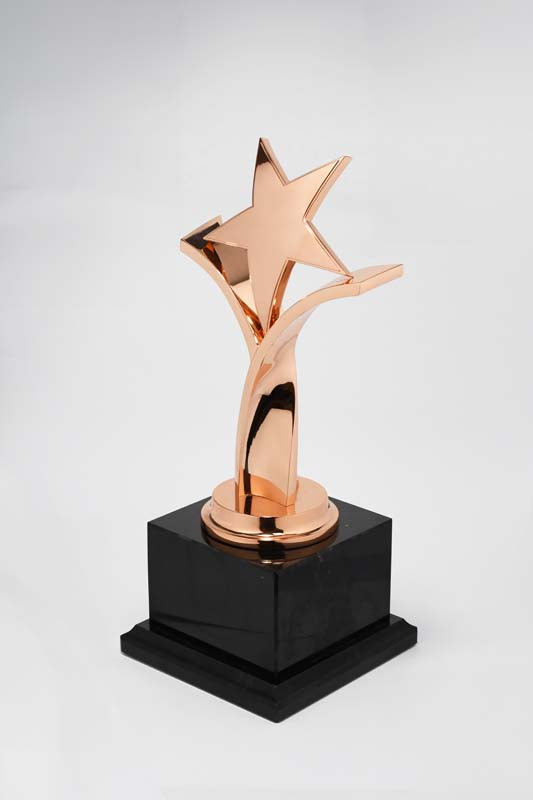 Noble Crystal Base with Gold Silver Bronze Metal Star Business Gift Customized Bespoke Logo Office Decoration Trophy Award