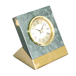 Noble Manufacturer Marble Clock Business Gift Customized Bespoke Logo Office Decoration Trophy Award Hand Craft Desk Gift