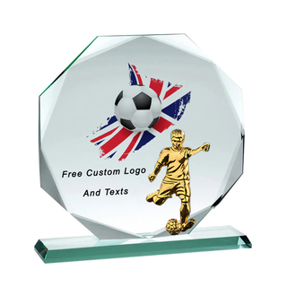 Noble Manufacturer Wholesale Cheap Glass Plaque With Custom Printing Logo UK Gift Personalized Hand Crafts Soccer Trophy Award
