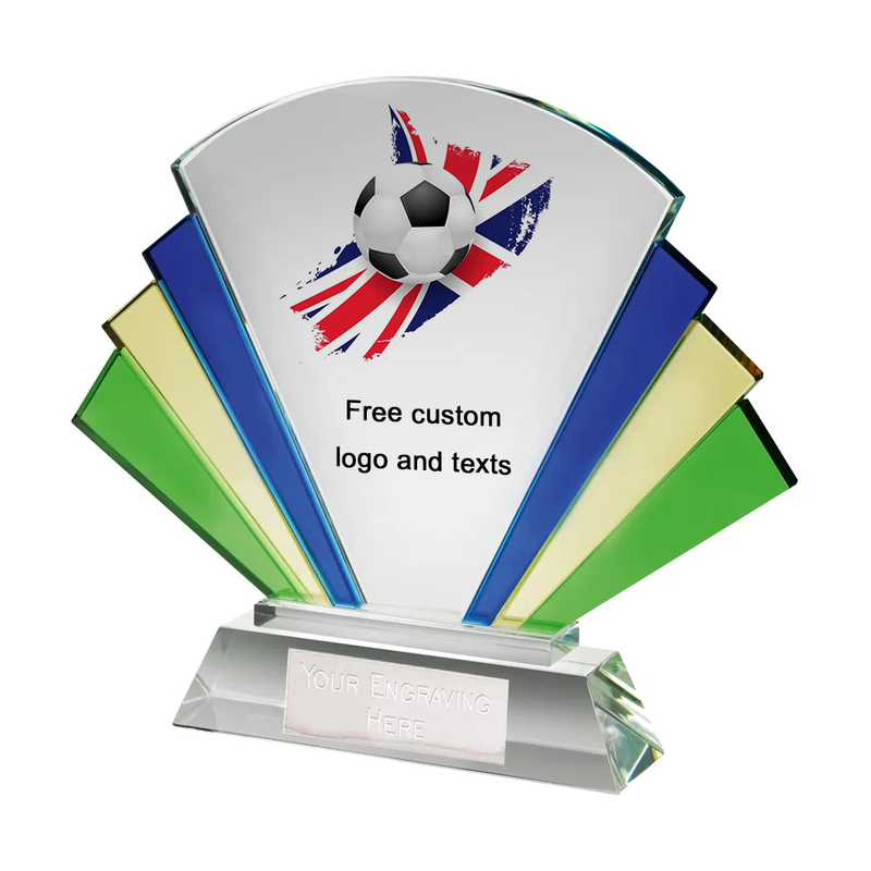 Noble Manufacturer Wholesale Crystal Glass Plaque With Custom Logo UK Gift Sport Soccer Trophy Award Hand Craft